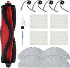 Yivy 15PCS Replacement Parts Compatible with Roborock Q7 M5+/ Q7 M5/Q7 L5/Q7 L5+, 1 Main Brush, 4 Side Brushes, 4 HEPA Filters, 4 Mop Pads, 1 Cleaning Brush, 1 Screwdriver Spare Parts