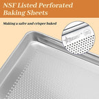 12 Pack Full Size Baking Sheet Pans Perforated, Aluminum Commercial Cookie Sheets Non-Stick, 26"x18"