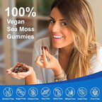 Vegan Ashwagandha Sea Moss Gummies - Black Seed Oil, Vitamin C&D for Immune Support, Digestive, Antioxidant 13 in 1 Bundle, Sea Moss Chlorophyll Advanced Strength Formula 2Pack 120 Gummies