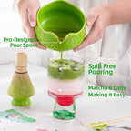 TEANAGOO 7-PCS Green Matcha Whisk Set with Cherry Blossom Design, Complete Ceremony Kit, Ceramic Chawan Bowl with Spout, Whisk & Accessories, Traditional Matcha Tea Set for Lattes& Gift Giving