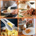 E-far Large Serving Utensils Set of 8, Stainless Steel 9.8 Inch Serving Spoons Slotted Spoon, 9.9 Inch Serving Fork, 9.4 Inch Serving Tong for Buffet Catering Banquet, Mirror Finish & Dishwasher Safe
