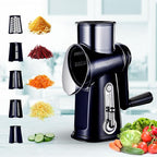 Chef Power Premium Quality 5 in 1 Cheese Grater Hand Crank - Stainless Steel Rotary Cheese Grater for Effortless Grating - Durable and Ergonomic Design for Professional and Home Use (Violet)
