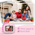 Kids Camera Instant Print, Selfie Digital Camara for Kids with Print Paper & 32G Card, 2.5K Video & Instant Print Camera with Color Pens for DIY, Fun Gift for Girls Boys 3-12 Years Old (Pink)
