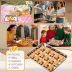 18 Pcs Baking Sheet Pan Set 9 x 6.7 x 1 Inches Cookie Sheet Small Toaster Oven Stainless Steel Tray Barbecue Grill Rectangle Trays, Non-stick, Easy Clean