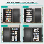 SISESOL Black Storage Cabinet,71" Tall Pantry Cabinet,Kitchen Pantry Storage Cabinets with 2 Doors and 6 Shelves,Wide Deep Metal Food Cupboard for Home,Kitchen,Dining/Living Room