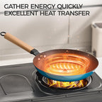 YUTANN 12" Non-stick Cast Iron Skillet,Enameled Pre-seasoned Frying Pan with Detachable Wooden Handle,Lightweight,Non-toxic,Dishwasher Oven Safe (500°F)