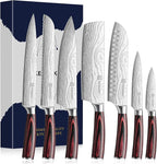 KEEMAKE Kitchen Knife Set, Ultra Sharp Chef Knife Set 7-Piece, High Carbon Stainless Steel Chefs Knife Set, Professional Knives Set for Kitchen with Pakkawood Handle and Gift Box