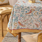 patdrea Designer French Tablecloth for Rectangle Table,Floral Birds Pattern Linen Long Table Cloth,Yellow Decorative Cover for Kitchen Dining Banquet,Christmas,Thanksgiving,63"x94"-Magnolia