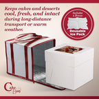 Cakebon Cake Box and Boards, 12-Inch Round White Wrapped Edges 1/2- Inch Thick Drums with Insulated Bag and Ice Pack – Cake Transport Set, Cooler for Cake Delivery and Transport (1pc Each, 4pcs Total)