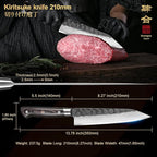 Chef Knife, Black Forged Japanese Kitchen Knife with High Carbon Stainless Steel and Full Tang Pakkawood Handle, Christmas Gift with Premium Box (8.27 Inch Kiritsuke Knife)