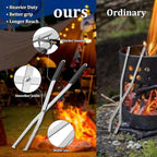 Heavy Duty Fire Tongs Firewood Grabber Tool with Scissor Shape Serrated, Bonfire, Campfire Fire Pit Log Claw Tongs (Silver)