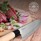 HIROSHI Sushi & Sashimi Knife Set 4-Piece High Carbon Stainless Steel Japanese Chef Knives with Beech Wood Handle Professional Kitchen Knife Set for Precision Cutting