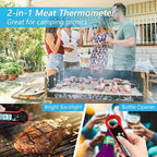 Digital Meat Thermometer for Grill, Instant Read Food Thermometer with Waterproof, Auto-Rotating Backlit Display, Calibration, Foldable Probe