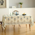 ISAENNE Designer French Pale Yellow Extra Long Rectangle Table Cloth,Linen Floral Tablecloth,Wrinkle Resistant Decor Tablecloths for Dining Thanksgiving Banquet Kitchen Party,63"*110"-Estevan A