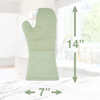 All-Clad Silicone Oven Mitts: Heat Resistant up to 500 Degrees - 100% Cotton & Silicone, 14"x7" Oven Mitt for Kitchen and Barbeque, 2-Pack, Fennel