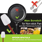 heffiso Silicone Rubber Spatula and Spoon Rubber Spatula Set of 3, High Heat Spatula Spoon, Commercial Spatula for Cooking, Commercial Rubber Spatula (3 Spoonula 16 Inches), White
