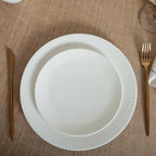 Stone lain Bone China Pinpoint Embossed 32 Piece Dinnerware Set, White