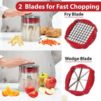 Slap Chop French Fry Potato Cutter Onion Chopper Apple Dicer - Easily Cut in Seconds - Stainless Steel Blades - No Mess Container - Slice French Fries, Fruit, and More - Dishwasher Safe