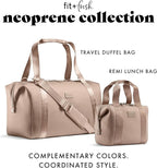 Fit & Fresh Remi Neoprene Lunch Bag For Women - Meal Prep Kit with Containers & XL Ice Pack, Self Insulating Neoprene-like Material, Machine Washable Lunch Bag, Tear-Resistant, Stain-Resistant, Taupe