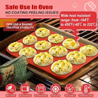 12 Cup Regular Silicone Cupcake Pan - Non Stick, Thickened