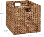 Best Choice Products 10.5x10.5in Pack of 5 Cube Storage Baskets, Water Hyacinth Multipurpose Collapsible Organizers, Handwoven Laundry Totes for Laundry, Living Room, Kids Room & Nursery - Chestnut