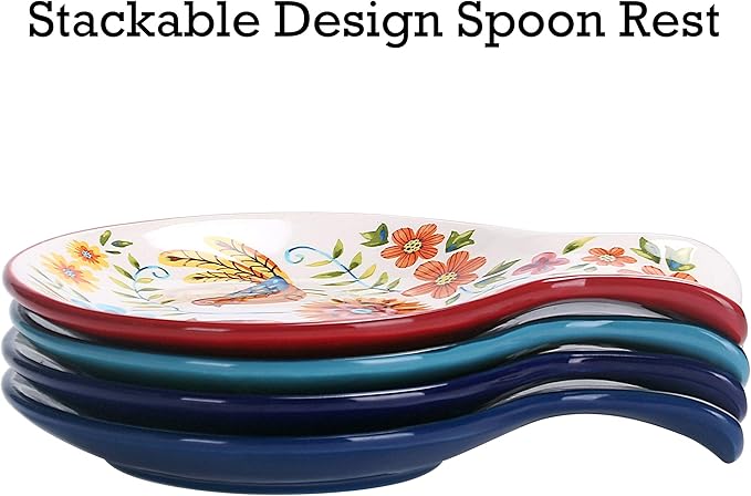 Bico Tunisian Spoon Rest for Stove Top, Ceramic Spoon Holder for Kitchen Counter, Easy to Clean Coffee Spoon Rest Dishwasher Safe, Kitchen Cooking Utensil Rest for Ladles Spatula