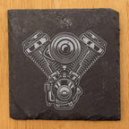 Rev Up Your Ride: V-Twin Engine Coasters for Bikers - Square Slate - Set of 4