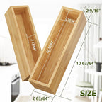 BAMEOS Kitchen Drawer Organizer,Small Silverware Drawer Organizer,Bamboo Utensil Organizer for Bathroom, Dressing Room, Office, Pantry (Natural, 11"x 3") Set of 2