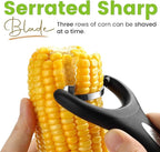 Spring Chef Stainless Steel Corn Peeler – Corn on the Cob Stripper Tool – Durable & Efficient Kernel Remover Tool – Easy to Use Kernel Cutter - Dishwasher Safe Kitchen Gadget - Black