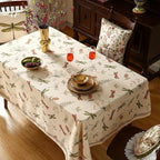 ISAENNE Designer Floral Linen Small Rectangular Tablecloth,French Off White Elegant Table Cloth,Washable Home Decor Tablecloths for Dining Thanksgiving Kitchen Christmas,55"*71"-Grace B