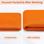 Homaxy 100% Cotton Waffle Weave Kitchen Dish Towels, Ultra Soft Absorbent Quick Drying Cleaning Towel, 13 x 28 Inches, 6-Pack, Orange