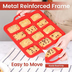 CAKETIME Silicone Mini Loaf Pan, 12 Cavities Metal Reinforced Frame Nonstick Food Grade for Baking Mini Bread, Brownie, Cornbread, Cheesecake and Chocolate (2 Pack)