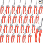 Chumia 30 Pcs Garden Flower Shears Pruning Scissors Heavy Duty Plant Scissors Trimming Garden Clippers Hand Tree Pruner for Yard Gardening Plants Hedge Flower Tree Cutting Secateurs (Orange)