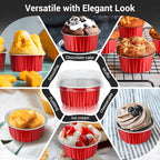 EUSOAR Aluminum Foil Muffin Cupcake Ramekin, 50pcs 5oz 125ml Disposable Aluminum Foil Muffin Cupcake Liners Cups with Lids, Disposable Aluminum Foil Cupcake Baking Cups Holders Cases Boxes Pans