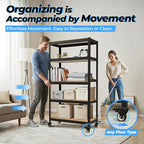 HOMEDANT House 5-Tier Metal Rolling Cart Shelf Rack Casters Heavy Duty Laminated Wheel Shelving Unit Adjustable Utility Storage Shelves Organizer Shelf Kitchen Garage 36.2" W x 16.5" D x 69.5" H 3Pack