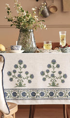 patdrea Designer Vintage Blue Rectangle Extra Long Tablecloth,Leaves Pattern Breathable Floral Table Cloth,French Table Cover for Kitchen Dining Christmas,Thanksgiving,Party,67"x118"-Ivar B