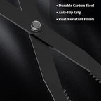 Heavy Duty Fire Tongs Firewood Grabber Tool with Scissor Shape Serrated, Bonfire, Campfire Fire Pit Log Claw Tongs (Black)