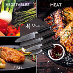 Wakoli MIK Damascus 4-Piece Knife Set – Japanese Style Kitchen Knives | Genuine Damascus Steel Blades with VG10 Core | Ergonomic Micarta Handles | Professional Chef Knife Set in Gift Box
