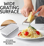 Zulay Kitchen Professional Cheese Grater Stainless Steel - Durable Rust-Proof Metal Lemon Zester Grater With Handle - Flat Handheld Shredder for Parmesan, Chocolate, Spices, And More - White