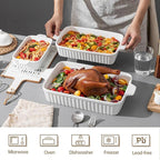 Casserole Dishes for Oven, Ceramic Baking Dishes, Porcelain Bakeware Set of 4, Rectangular Baking Pan, White Deep Lasagna Pan with Handle for Cooking, Roasting, Cake, 15.3"/12.8"/11.6"/9.8"