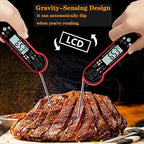 Meat Thermometer Digital with ±0.5℉ Precision, 100% Waterproof, Motion Sensing Food Thermometer for Cooking Kitchen Oven Grill Candy BBQ, Red