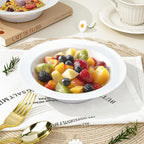 BESTVIP 50Pcs Plastic White Bowls, 12 Oz Disposable Bowls Disposable Bowls for Parties, Wedding, Christmas, Thanksgiving, Soak Proof Bowls for Breakfast, Lunch, and Dinner Meals