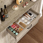 71" Kitchen Pantry Cabinet with Charging Station, Buffet Sideboard for Coffee Maker & Toaster, Storage Cabinet for Snacks, Spices & Wine, Fits Kitchen, Dining Room & Coffee Bar，Grey