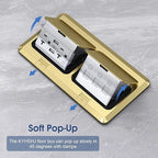 KYHSHJ Dual Pop-Up Floor Electrical Outlet Box Kit，20 Amp Stainless Steel USB TR Receptacle Outlet，3-Port RJ45 Datacom Receptacle，Waterproof Gasket with IP44 Waterproof Rating, ETL Listed, Brass