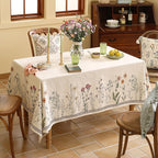 ISAENNE Designer Off White Linen Extra Long Rectangle Tablecloth,Floral Elegant Table Cloth,Stain Resistant Vintage Decor Tablecloths for Dining Thanksgiving Kitchen Party,67"*118"-Serenity G