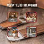 Dropcatch Handheld Bar Blade Bottle Opener | Flat Beer Cap Bottle Opener | Durable Bartender or Home Tool | Heavy Duty Stainless Steel & Walnut Finish | Mini 4.25” x 1.5”