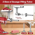 Meat Grinder Pasta Maker Attachment for Kitchenaid Stand Mixers,Set for Kitchenaid Mixer Attachments Includes Metal Food Grinder with Sausage Stuffer Tubes,3 in 1 Pasta Attachment with Dough Cutter