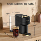Nespresso Festive Vertuo Pop+ Deluxe Coffee and Espresso Maker by Breville with Milk Frother, Matte Black Gold