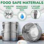 Stainless Steel Food Storage Container with Lid - 60 oz / 1.8 L - Metal Lunch + Meal Prep Tin with Food-Safe Leakproof Seal - Stackable Pantry Snack Organizer - Reusable Travel Lunchbox for Leftovers
