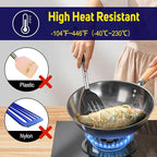 HOTEC Silicone Spatula Set of 2 Heat-Resistant 600°F & BPA-Free Kitchen SaptulaTurner with Stainless Steel Handles, Slotted & Solid Spatulas for Nonstick Cookware, 13.7 Inch, Black